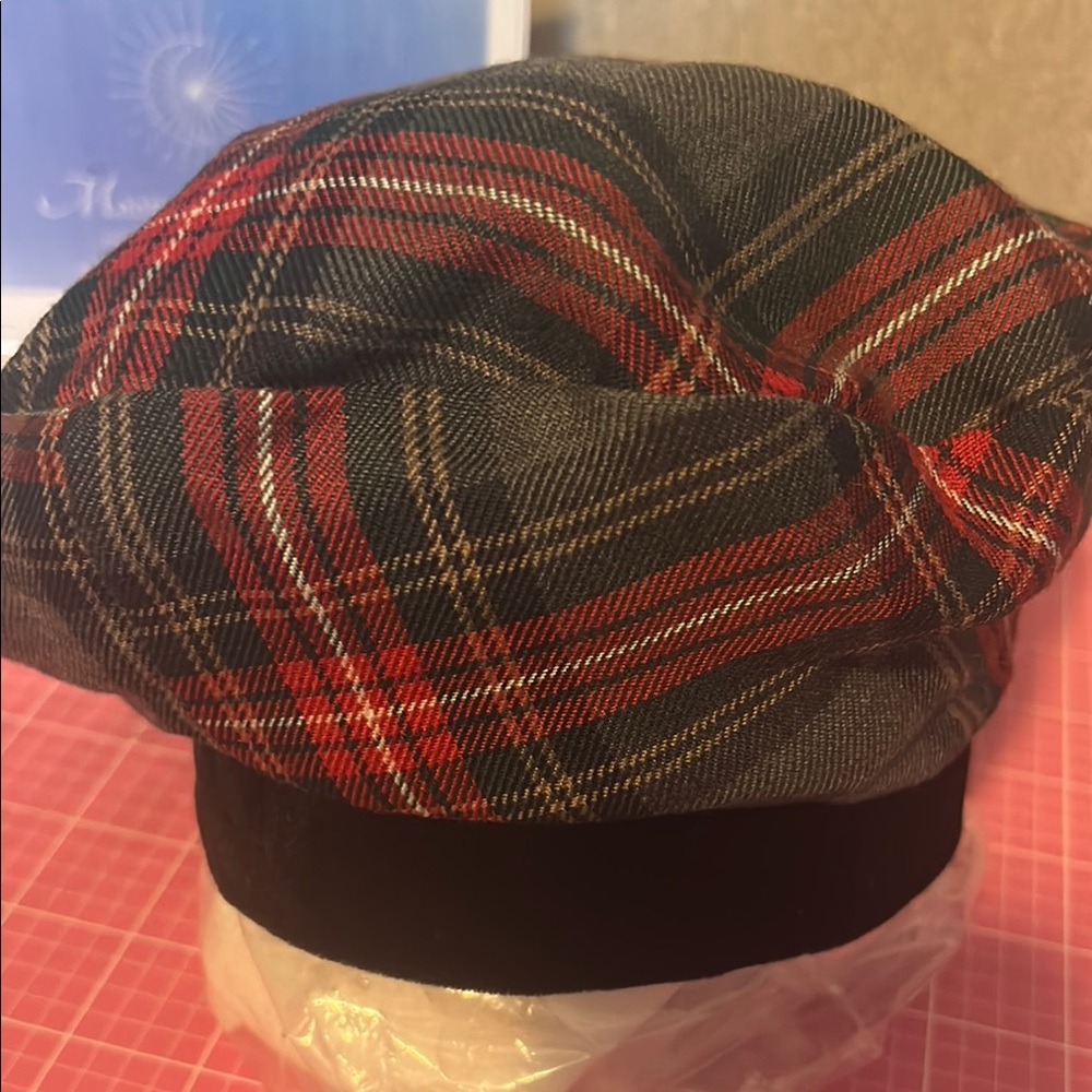 Chic Tartan Beret Hat a soft, round, flat-crowned cap,